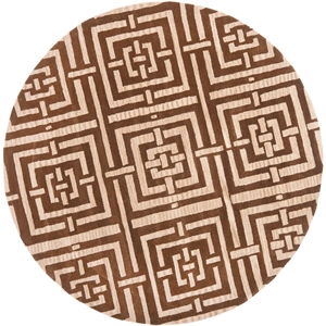 Safavieh Wyndham 7' X 7'  Round Wool Hand Tufted Rug in Brown/Light Brown