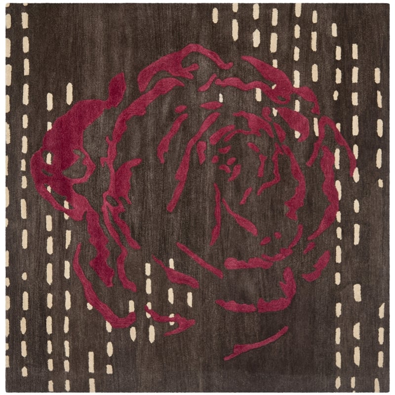 Safavieh Wyndham Square Rug in Charcoal / Red