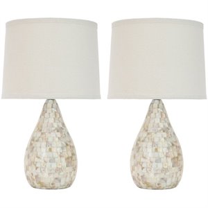 safavieh eleanor mother of pearl inlay table lamps with cream shade