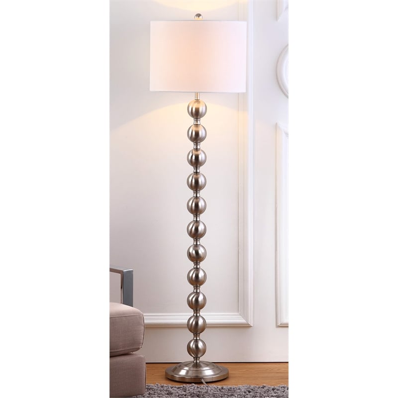 Safavieh Reflections Stacked Ball Floor Lamp in Nickel
