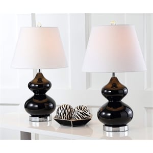 Safavieh Eva Double Gourd Glass Lamp (Set Of 2) in Black
