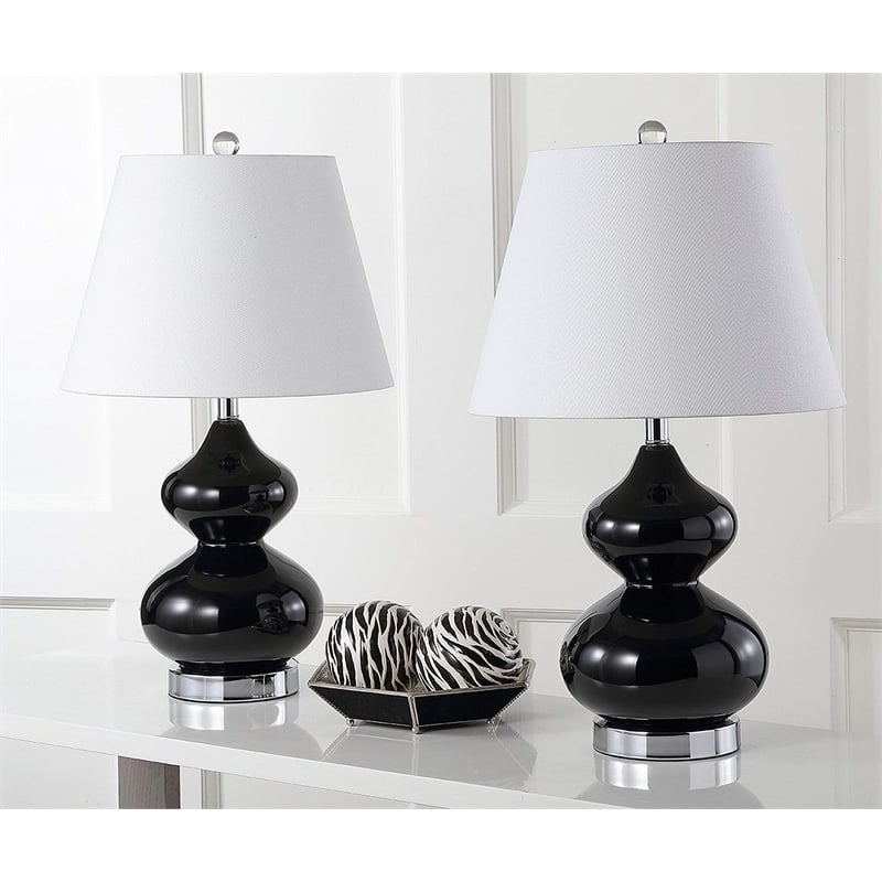Safavieh Eva Double Gourd Glass Lamp (Set Of 2) in Black