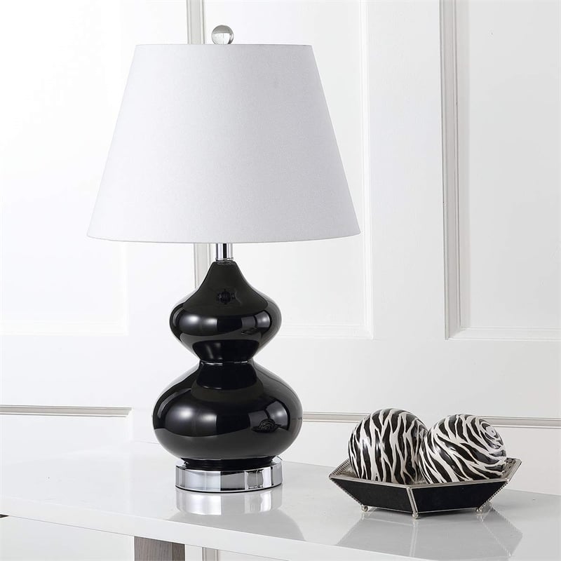 Safavieh Eva Double Gourd Glass Lamp (Set Of 2) in Black
