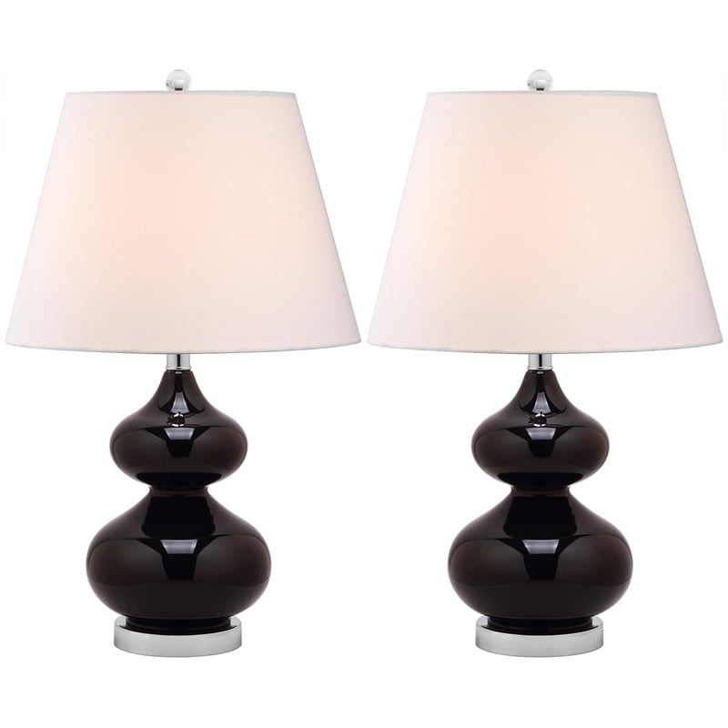 Safavieh Eva Double Gourd Glass Lamp (Set Of 2) in Black