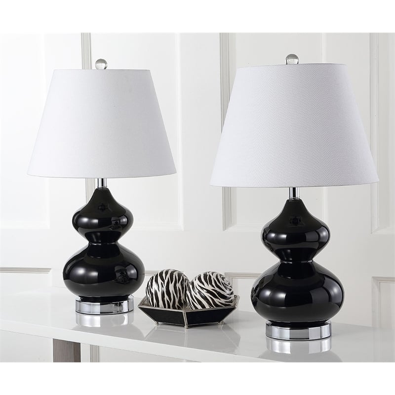 Safavieh Eva Double Gourd Glass Lamp (Set Of 2) in Black