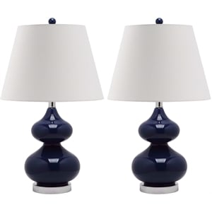 Safavieh Eva Double Gourd Glass Lamp (Set Of 2) in Pearl Grey