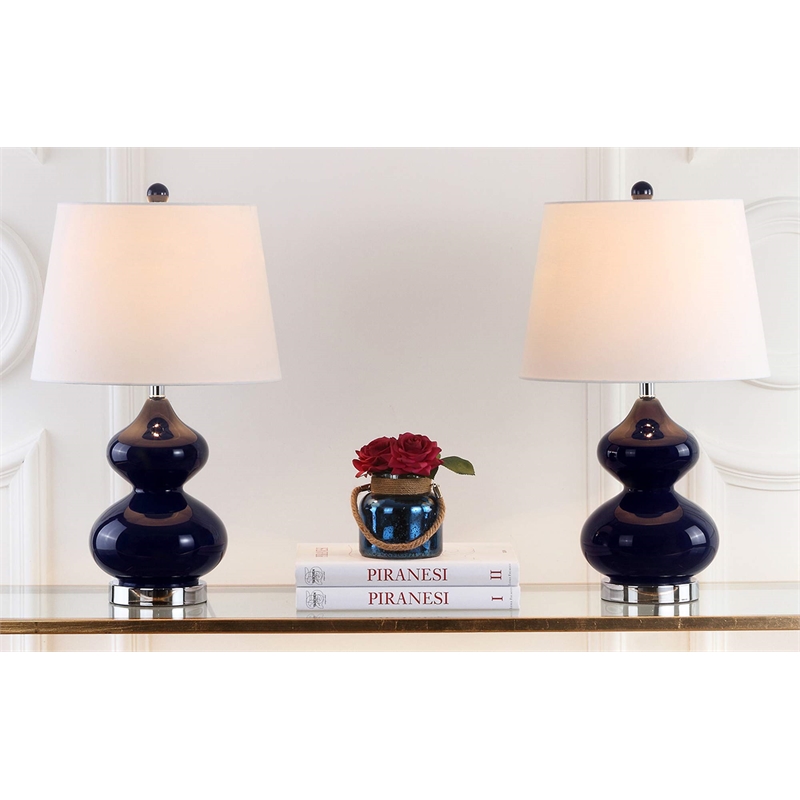 Safavieh Eva Double Gourd Glass Lamp (Set Of 2) in Pearl Grey