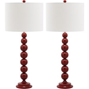 Safavieh Jenna Stacked Ball Lamp (Set Of 2) in Red