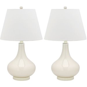 safavieh amy gourd glass lamp (set of 2) in white