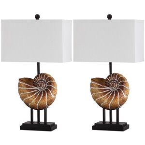 safavieh nautilus shell table lamp in brown