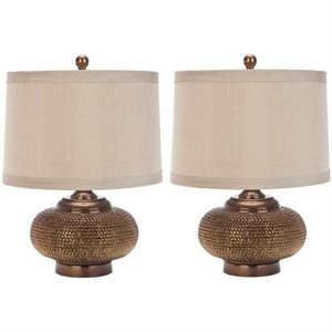 safavieh aubrey beaded table lamps with silk chestnut shade