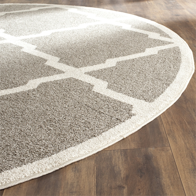 Safavieh Amherst Dark Grey Indoor Outdoor Rug - Round 7'