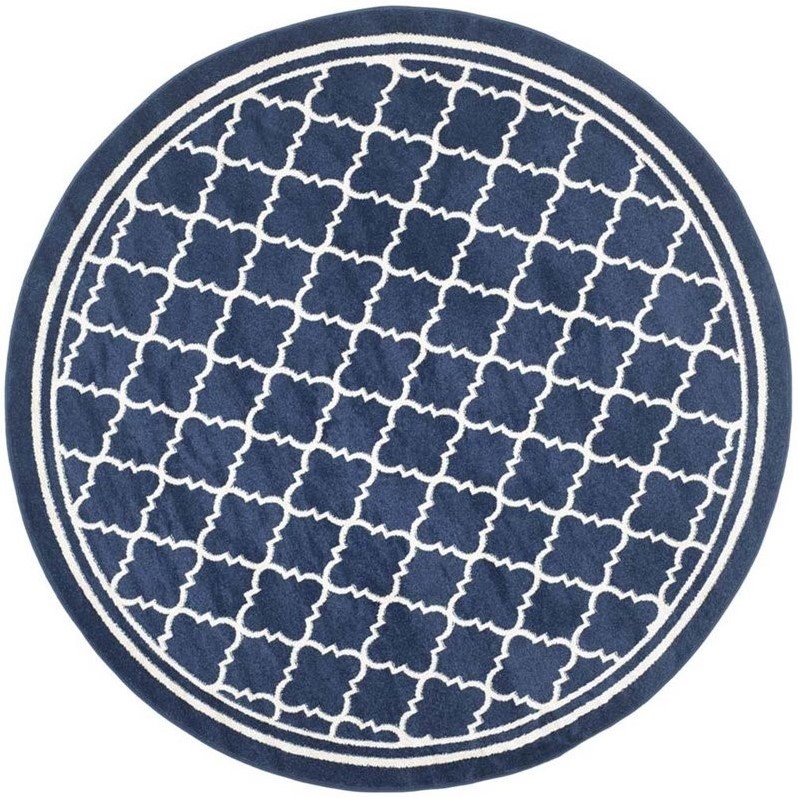 navy blue round outdoor rug