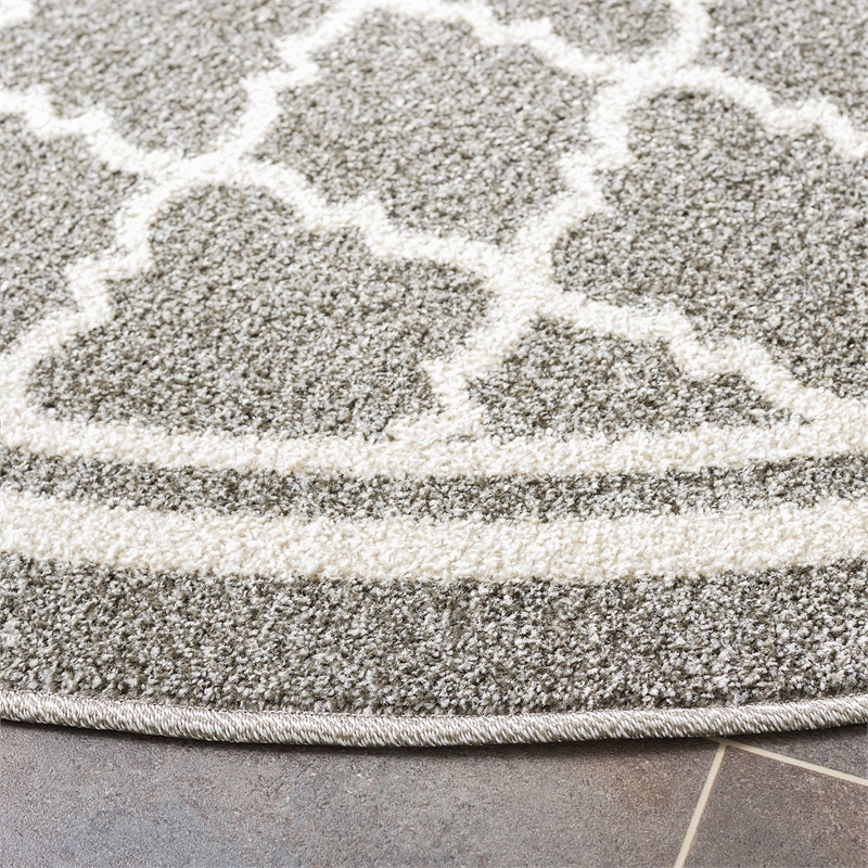 Safavieh Amherst Dark Grey Indoor Outdoor Rug - Round 5'