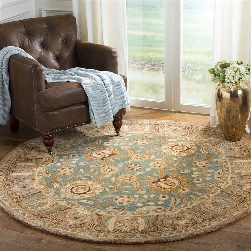Safavieh Anatolia Teal Traditional Rug - Round 6'
