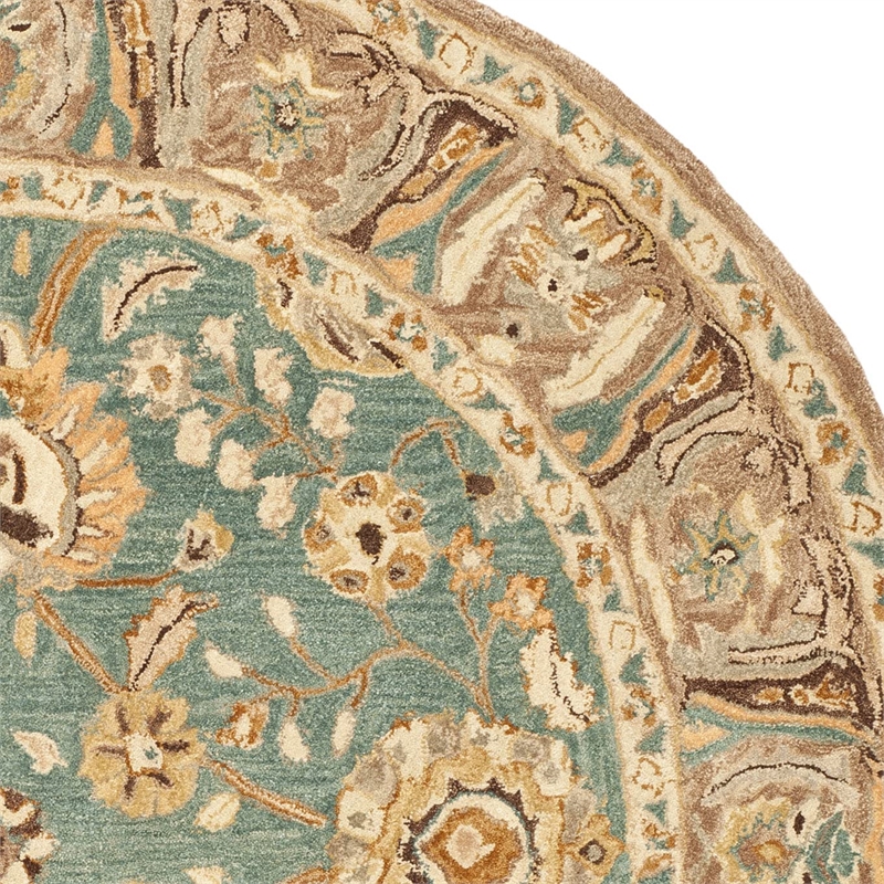 Safavieh Anatolia Teal Traditional Rug - Round 6'