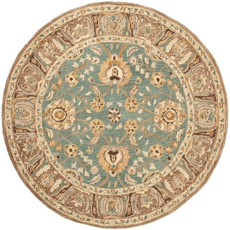 Safavieh Anatolia Teal Traditional Rug - Round 6' | Cymax Business