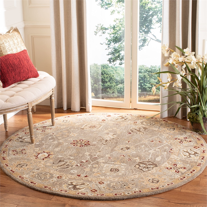 Safavieh Anatolia Grey Blue Traditional Rug - Round 6'
