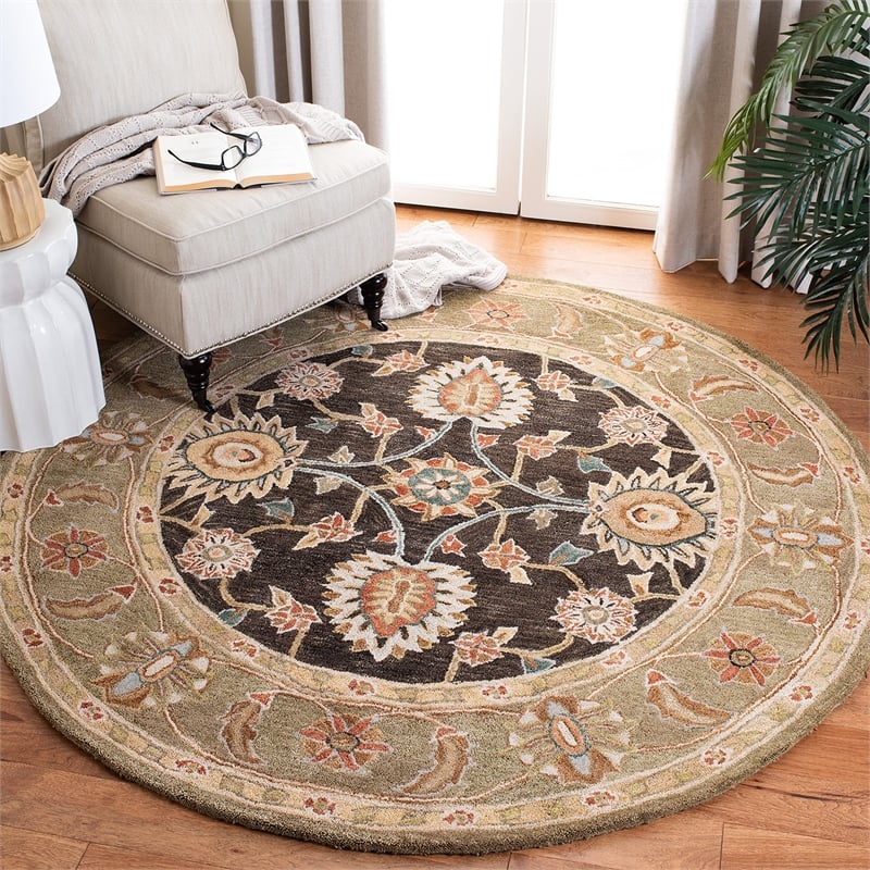 Safavieh Anatolia Black Traditional Rug - Round 6'