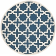 Safavieh Cambridge 8' X 8' Round Wool Hand Tufted Rug in Navy / Ivory