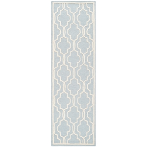 Safavieh Cambridge 2'-6&quot x 10'-0&quot Wool Hand Tufted Rug in Light Blue / Ivory