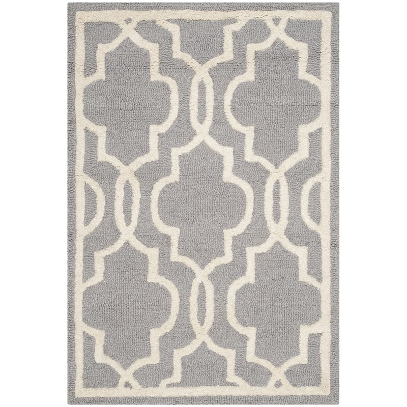 Safavieh Cambridge 2' X 3' Wool Hand Tufted Rug in Silver / Ivory
