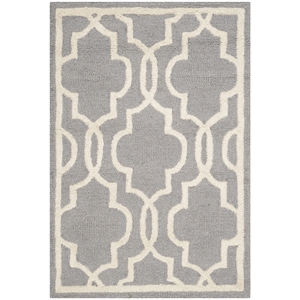 Safavieh Cambridge 2' X 3' Wool Hand Tufted Rug in Silver / Ivory