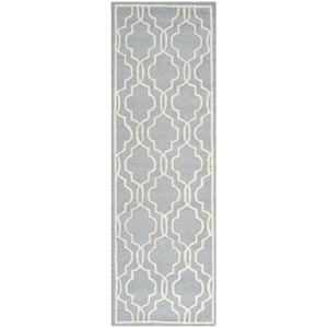 Safavieh Cambridge 2'-6&quot x 10'-0&quot Wool Hand Tufted Rug in Silver / Ivory