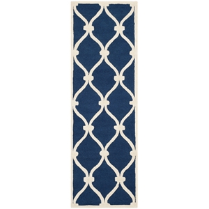Safavieh Cambridge 2'-6&quot x 10'-0&quot Wool Hand Tufted Rug in Navy / Ivory