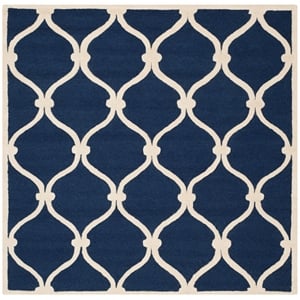 Safavieh Cambridge 8'-0&quot x 8'-0&quot Wool Hand Tufted Rug in Navy / Ivory