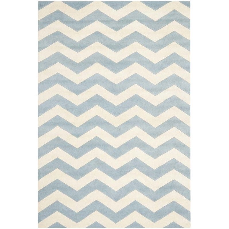 Safavieh Chatham 5' X 8' Wool Hand Tufted Rug in Blue / Ivory