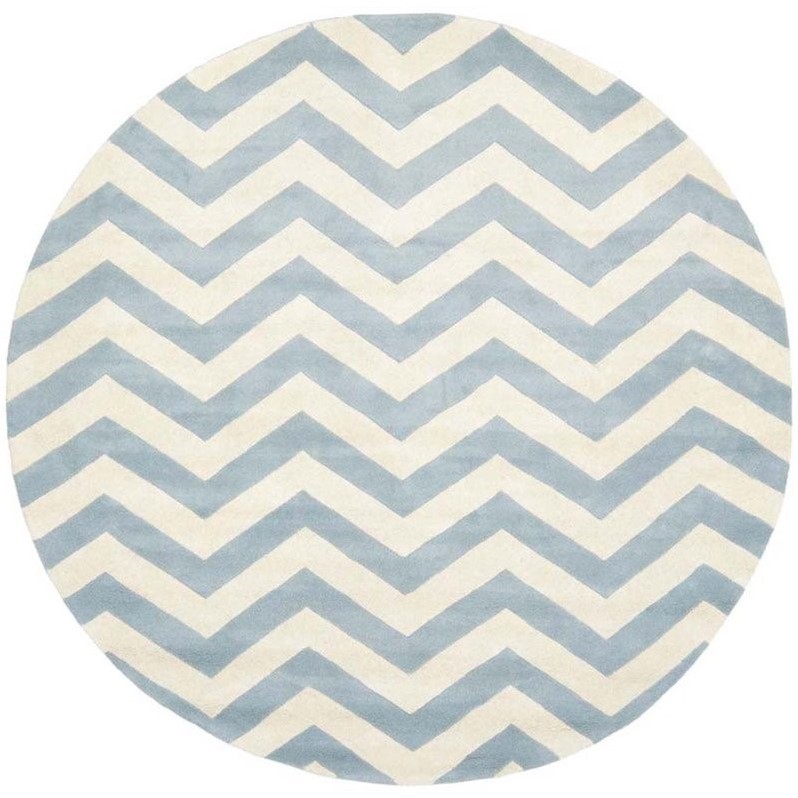 Safavieh Chatham 9' X 9' Round Wool Hand Tufted Rug in Blue / Ivory