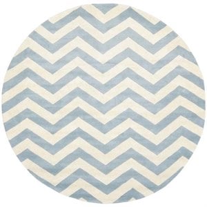 Safavieh Chatham 9' X 9' Round Wool Hand Tufted Rug in Blue / Ivory