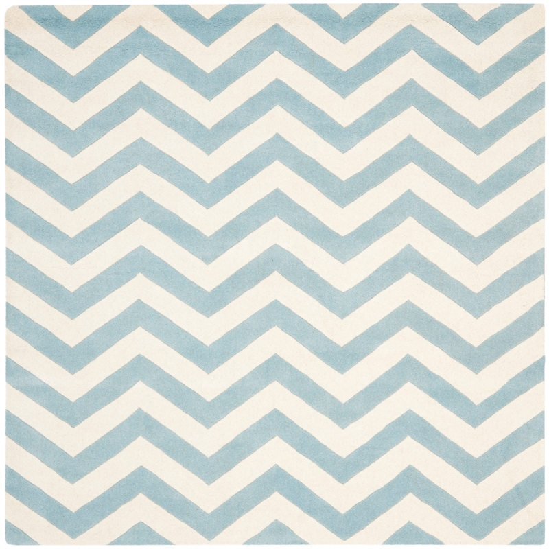 Safavieh Chatham 5' X 5' Square Wool Hand Tufted Rug in Blue / Ivory