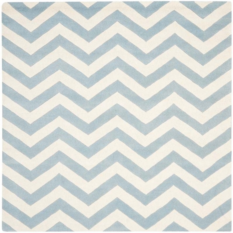 Safavieh Chatham 5' X 5' Square Wool Hand Tufted Rug in Blue / Ivory