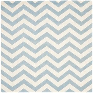 Safavieh Chatham 5' X 5' Square Wool Hand Tufted Rug in Blue / Ivory