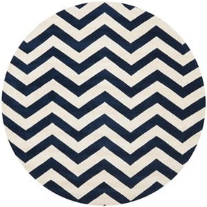 Safavieh Chatham 9' X 9' Round Wool Hand Tufted Rug in Navy / Ivory