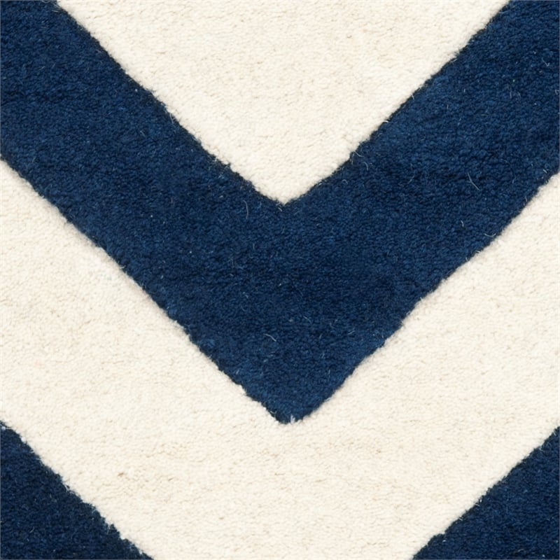 Safavieh Chatham 10' X 10' Square Wool Hand Tufted Rug in Navy / Ivory