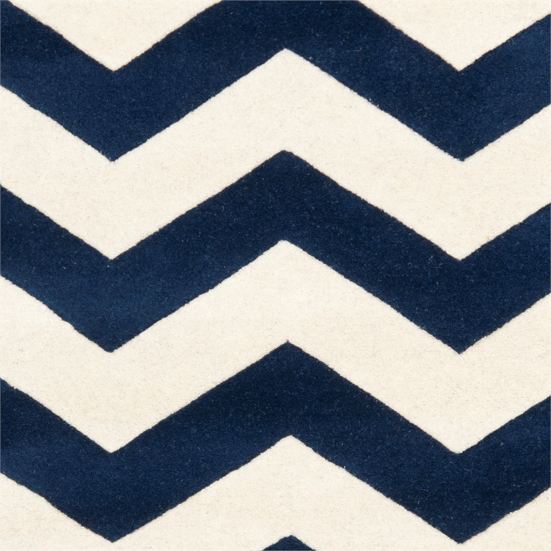 Safavieh Chatham 10' X 10' Square Wool Hand Tufted Rug in Navy / Ivory