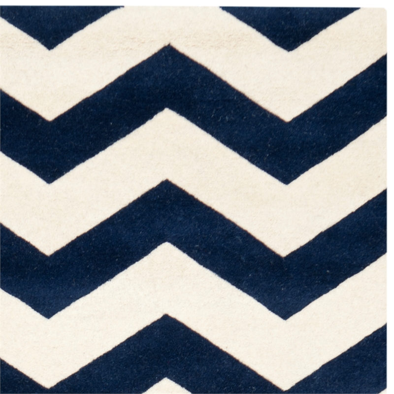 Safavieh Chatham 10' X 10' Square Wool Hand Tufted Rug in Navy / Ivory