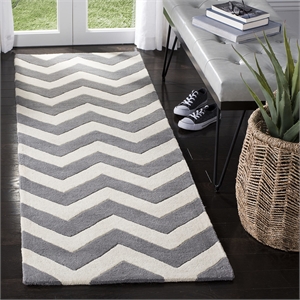 Safavieh Chatham 2'-3&quot X 11' Wool Hand Tufted Rug In Dark Gray And Ivory