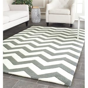 Safavieh Chatham 3' X 5' Wool Hand Tufted Rug In Dark Gray And Ivory