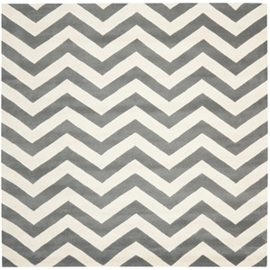 Safavieh Chatham 5' X 5' Square Wool Hand Tufted Rug In Dark Gray And Ivory