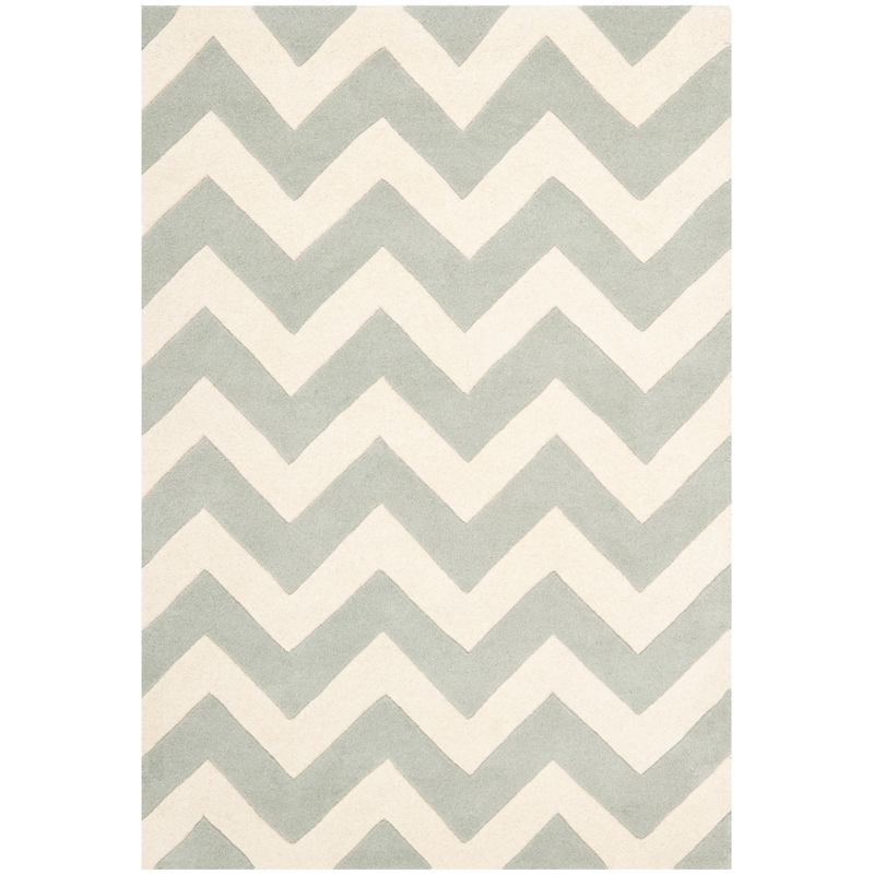 Safavieh Chatham 3' X 5' Wool Hand Tufted Rug in Gray / Ivory