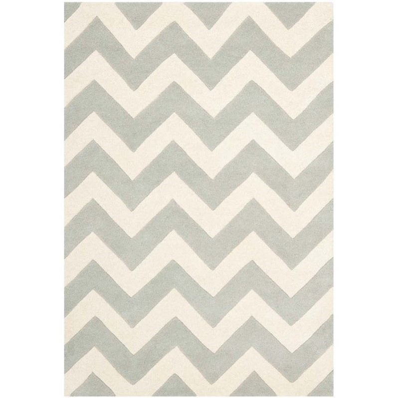 Safavieh Chatham 3' X 5' Wool Hand Tufted Rug in Gray / Ivory