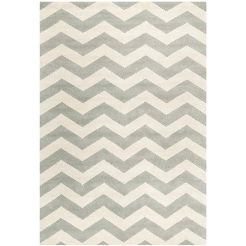 Safavieh Chatham 5' X 8' Wool Hand Tufted Rug in Gray / Ivory