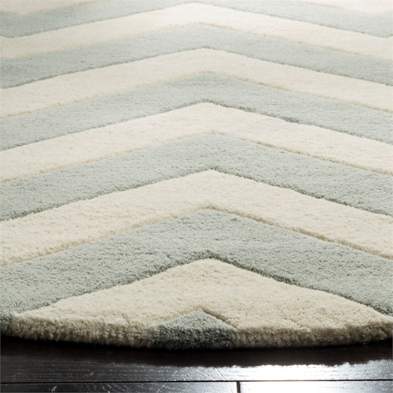 Safavieh Chatham 5' X 5' Round Wool Hand Tufted Rug in Gray / Ivory