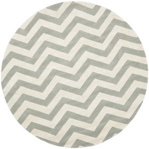 Safavieh Chatham 9' X 9' Round Wool Hand Tufted Rug in Gray / Ivory