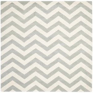 Safavieh Chatham 5' X 5' Square Wool Hand Tufted Rug in Gray / Ivory