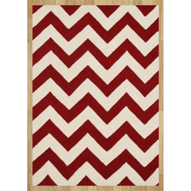 Safavieh Chatham 5' X 8' Wool Hand Tufted Rug in Red / Ivory